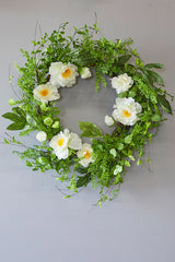 30" White Peony Wreath