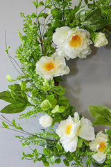 30" White Peony Wreath