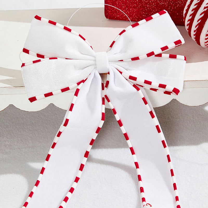 13.5" x 9" White Bow Ornament