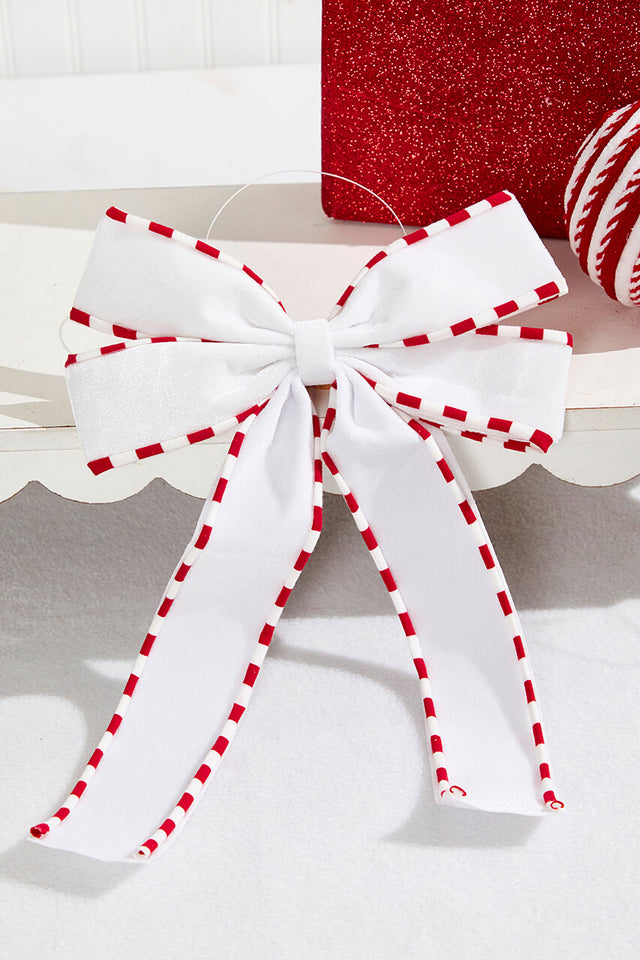 13.5" x 9" White Bow Ornament