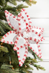 22" x 13" Candy with Snowglitter Poinsettia Stem - White/Red Brite