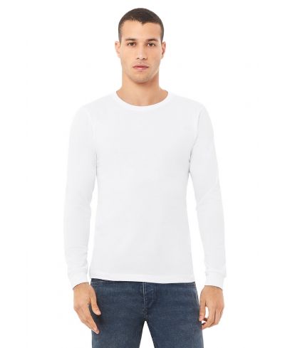 Bella Canvas 3501 Long Sleeve Cotton Fabric - White, Long Sleeve, Crew Neck (1 Piece)