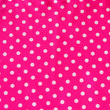 Swim Knit Nylon Lycra White Polka Dots Bright Pink