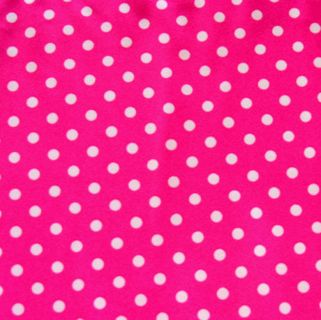 Swim Knit Nylon Lycra White Polka Dots Bright Pink