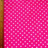 Swim Knit Nylon Lycra White Polka Dots Bright Pink