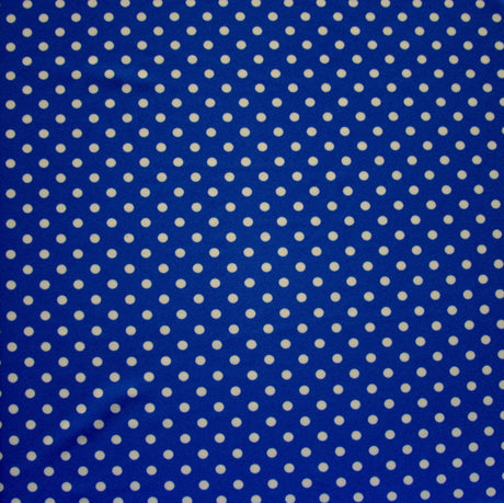 Swim Knit Nylon Lycra White Polka Dots Royal