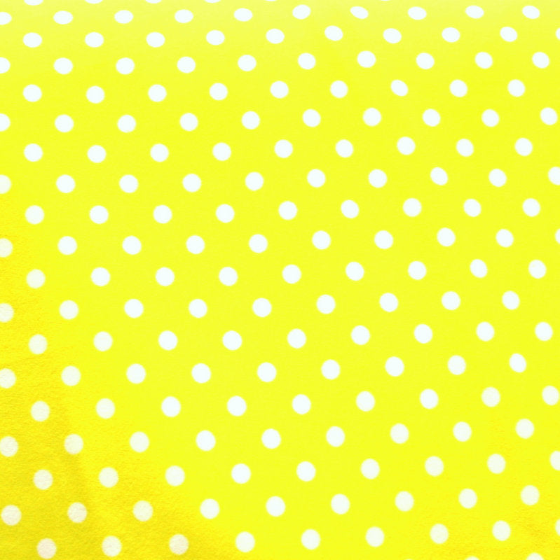 Swim Knit Nylon Lycra White Polka Dots Yellow Seconds