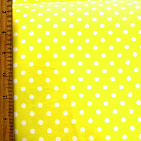 Swim Knit Nylon Lycra White Polka Dots Yellow Seconds
