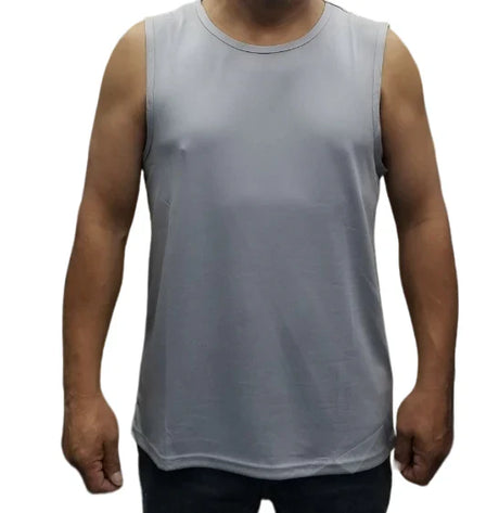 Lucky Polyester Tank Top Polyester Fabric - Grey, Sleeveless, Scoop Neck (1 Piece)