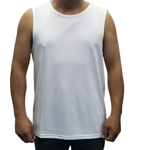 Lucky Polyester Polyester Fabric - White, Sleeveless Tank Top (1 Piece)