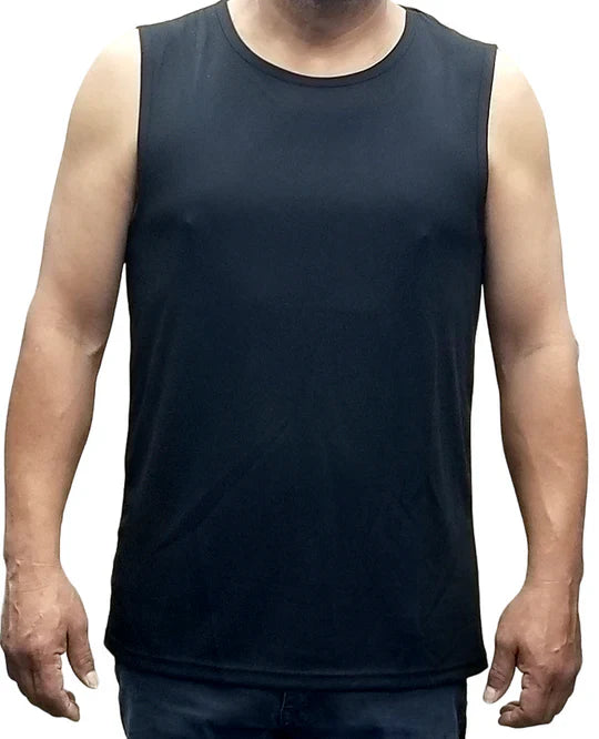 Lucky Polyester Tank Top Polyester Fabric - Black, Sleeveless, Scoop Neck (1 Piece)