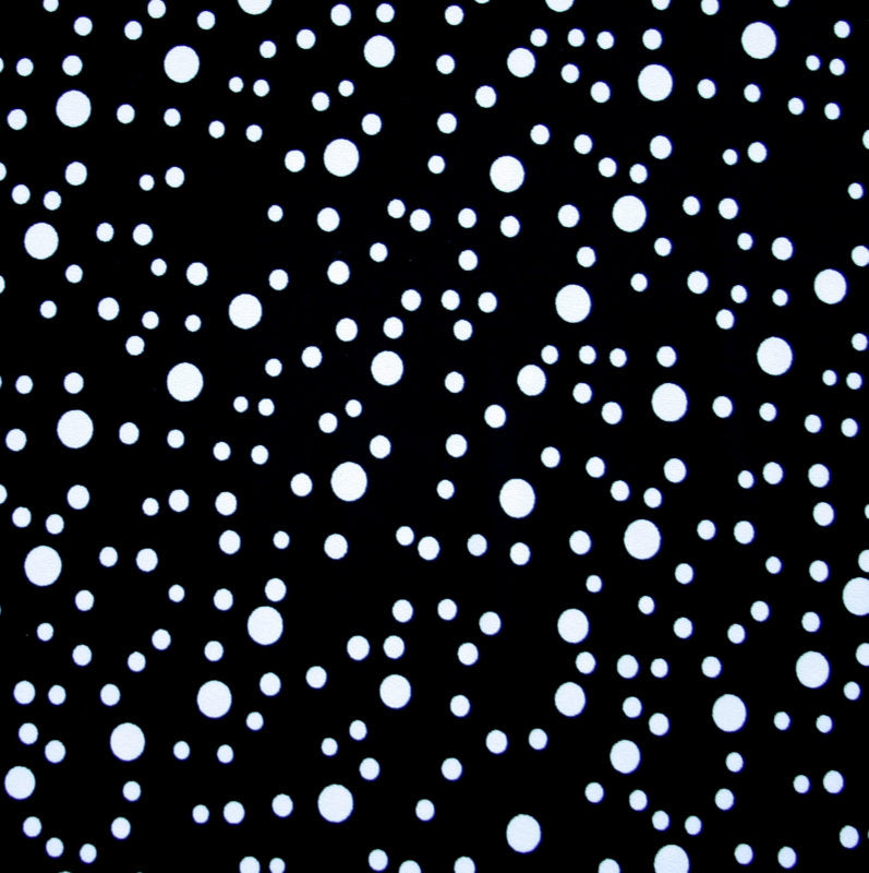 Nylon Lycra Swimsuit Fabric White Bubble Polka Dots on Black