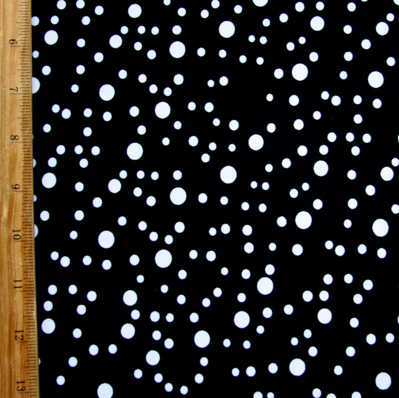 Nylon Lycra Swimsuit Fabric White Bubble Polka Dots on Black