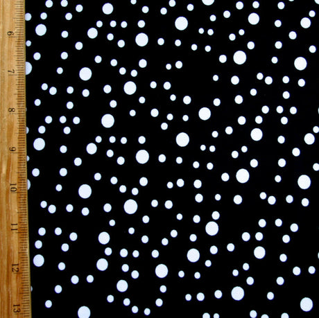 Nylon Lycra Swimsuit Fabric White Bubble Polka Dots on Black