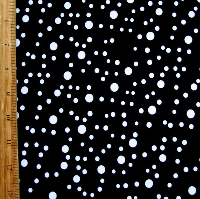 Nylon Lycra Swimsuit Fabric White Bubble Polka Dots on Black