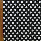 Swim Knit Nylon Spandex White Polka Dots on Black
