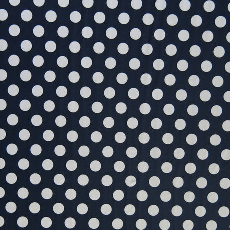 Swim Knit Nylon Spandex White Dime Polka Dots Navy
