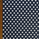 Swim Knit Nylon Spandex White Dime Polka Dots Navy
