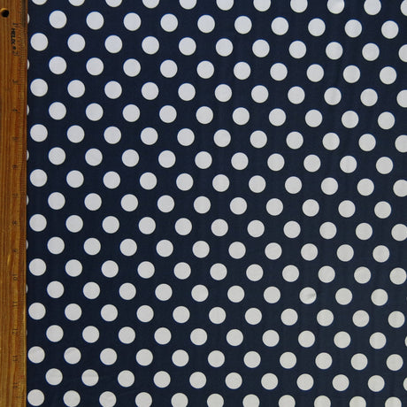 Swim Knit Nylon Spandex White Dime Polka Dots Navy