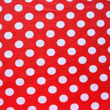 Cotton Lycra Knit White Polka Dots on Red