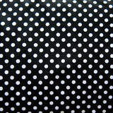 Swim Knit Nylon Spandex White Polka Dots on Black