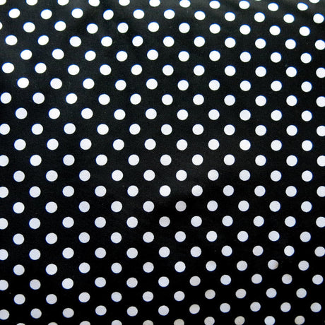 Swim Knit Nylon Spandex White Polka Dots on Black