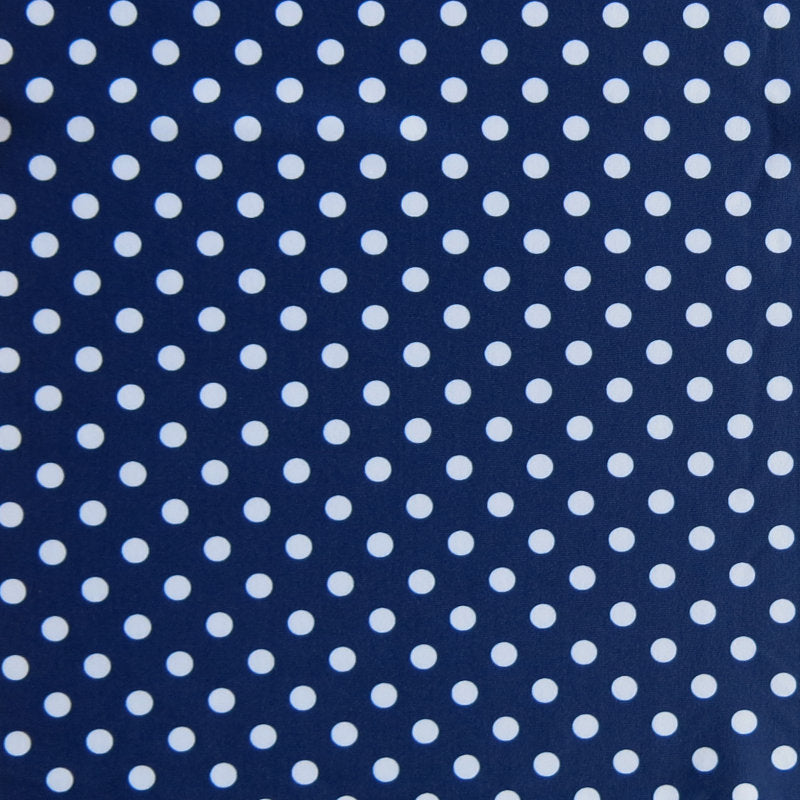 Swim Knit Nylon Spandex White Eraser Polka Dots on Harmony Blue