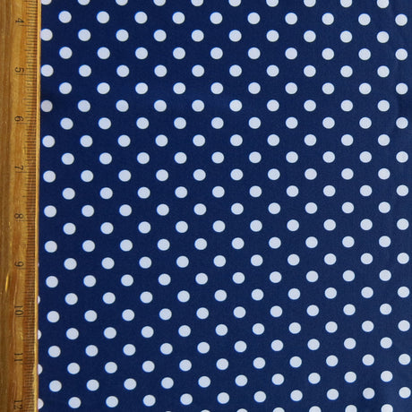 Swim Knit Nylon Spandex White Eraser Polka Dots on Harmony Blue