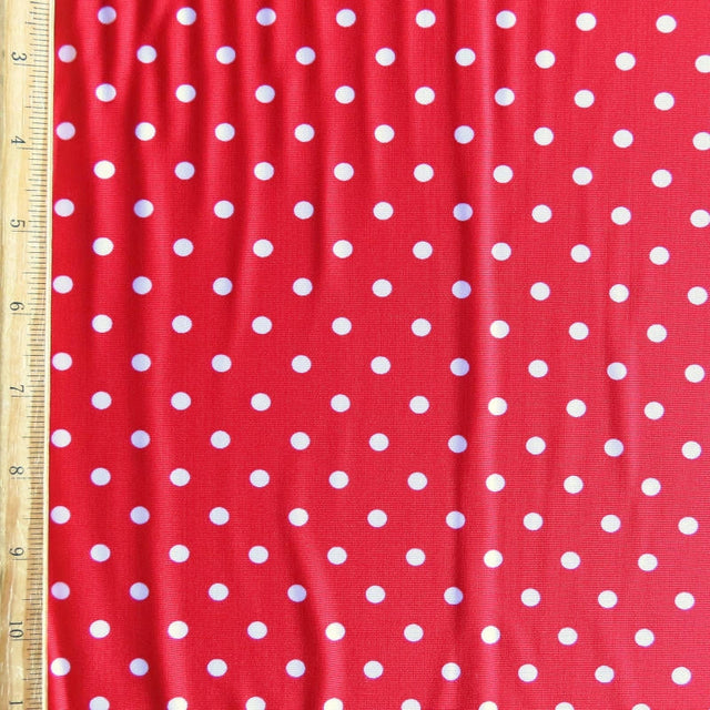 Swim Knit Pink Eraser Polka Dots on Red