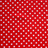 Nylon Lycra Swim Knit White Eraser Polka Dots on Red