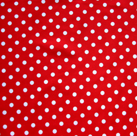 Nylon Lycra Swim Knit White Eraser Polka Dots on Red