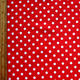 Nylon Lycra Swim Knit White Eraser Polka Dots on Red