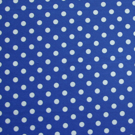 Swim Knit Nylon Lycra White Polka Dots Royal Blue