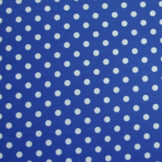 Swim Knit Nylon Lycra White Polka Dots Royal Blue