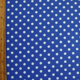 Swim Knit Nylon Lycra White Polka Dots Royal Blue