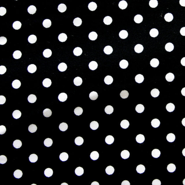 Swim Knit Nylon Lycra White Eraser Polka Dots Black