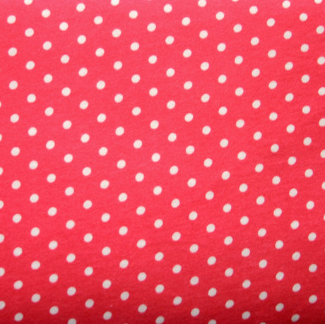 Cotton Knit White Eraser Polka Dots Coral Pink