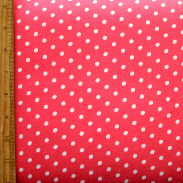 Cotton Knit White Eraser Polka Dots Coral Pink
