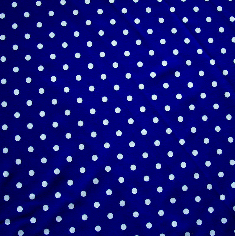 Swim Knit Nylon Spandex White Eraser Polka Dots Dark Royal