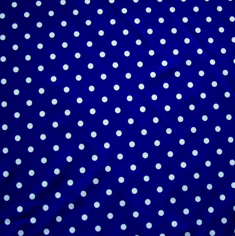 Swim Knit Nylon Spandex White Eraser Polka Dots Dark Royal