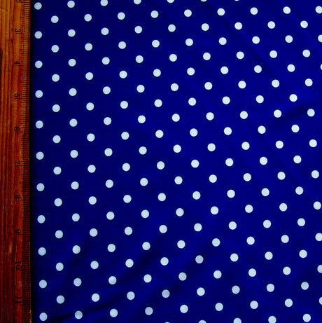 Swim Knit Nylon Spandex White Eraser Polka Dots Dark Royal