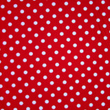 Swim Knit Nylon Lycra White Eraser Polka Dots on Red