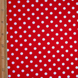 Swim Knit Nylon Lycra White Eraser Polka Dots on Red