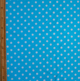 Swim Knit Nylon Lycra White Eraser Polka Dots Turquoise Blue
