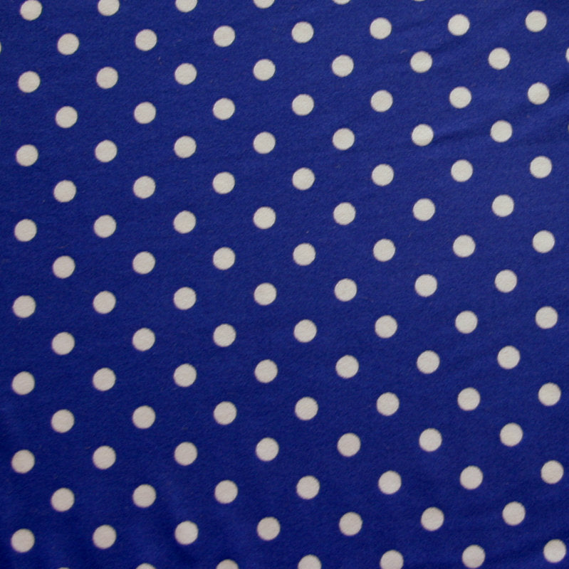 Swim Knit Nylon Lycra White Eraser Polka Dots on Royal Purple