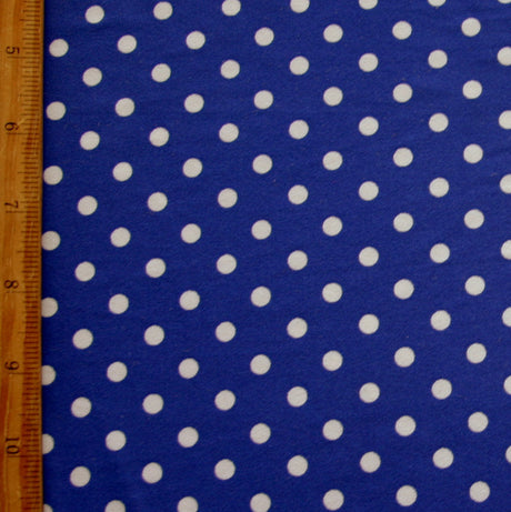 Swim Knit Nylon Lycra White Eraser Polka Dots on Royal Purple
