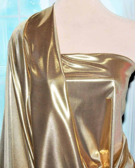 Soft Liquid Lame Stretch Fabric - White Gold, White Silver, Black Gold, Black Silver, 40" Cuttable, 45" Width (1 Yard)