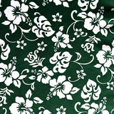 Microfiber Boardshort Fabric White Hibiscus Floral on Green