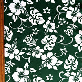 Microfiber Boardshort Fabric White Hibiscus Floral on Green