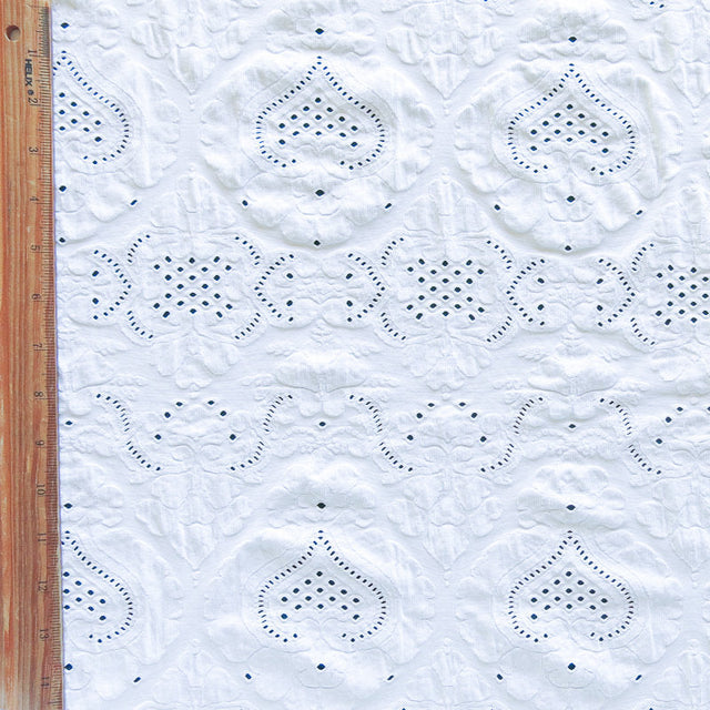 White Lace Look Nylon Spandex Swim Fabric
